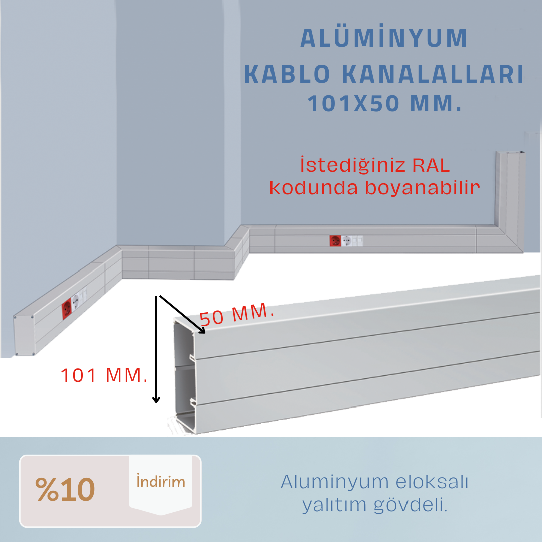 101x50 ALÜMİNYUM KABLO KANALI