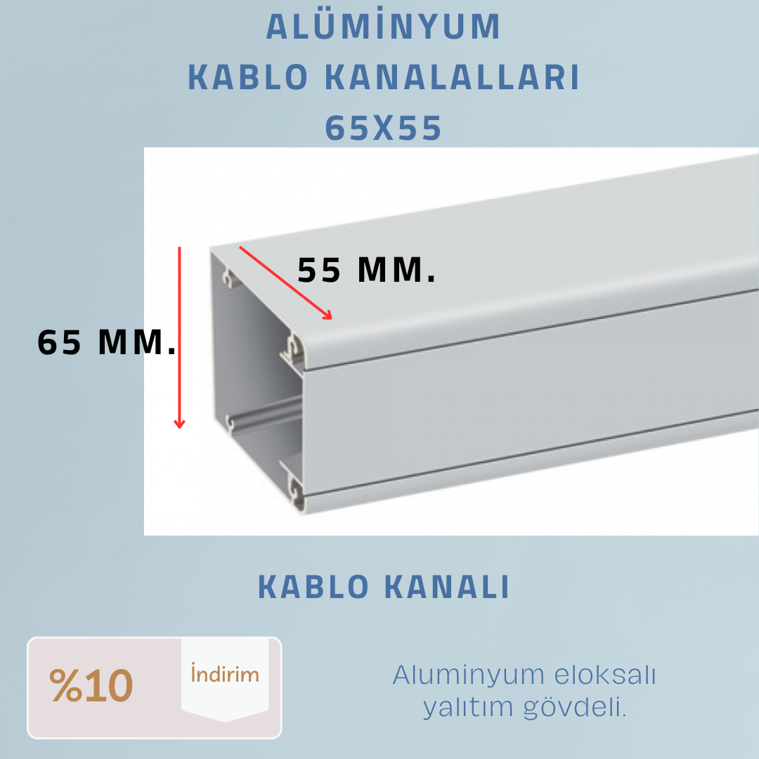65x55 mm. ALÜMİNYUM KABLO KANALI