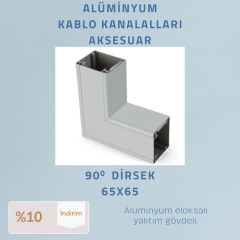 65X65 ALÜMİNYUM KABLO KANALI 90° DİRSEK