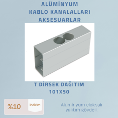 101X50 ALÜMİNYUM KABLO KANALI T DİRSEK DAĞITIM