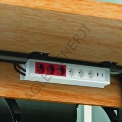 65x65 BÜROTİK PRİZ GRUP-ALUMİNYUM,  6 MODÜL
