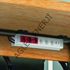 65x65 BÜROTİK PRİZ GRUP-ALUMİNYUM,  10 MODÜL