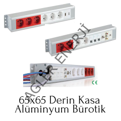 65x65 BÜROTİK PRİZ GRUP-ALUMİNYUM,  10 MODÜL