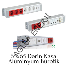 65x65 BÜROTİK PRİZ GRUP-ALUMİNYUM,  12 MODÜL