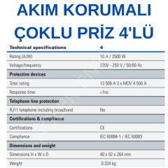 Akım Korumalı Çoklu Priz 4'lü (Eaton Protection Strip 4 DIN) -  EATON