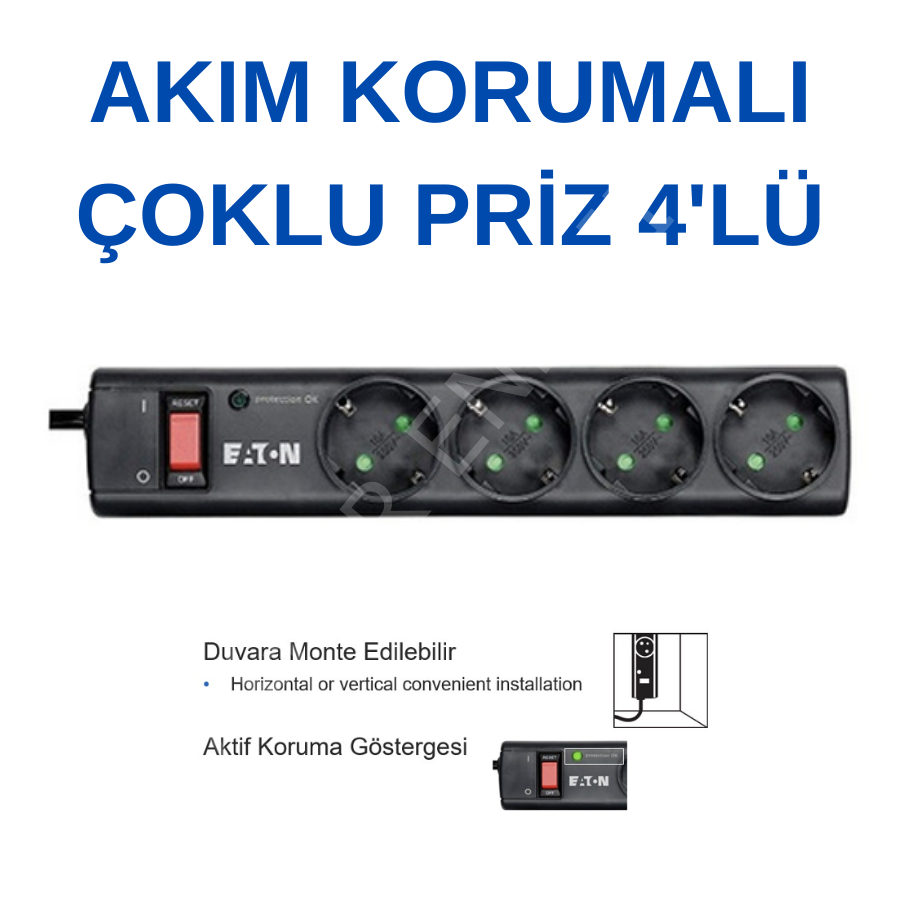 Akım Korumalı Çoklu Priz 4'lü (Eaton Protection Strip 4 DIN) -  EATON