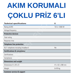 Akım Korumalı Çoklu Priz 6'lı (Eaton Protection Strip 6 DIN) -  EATON