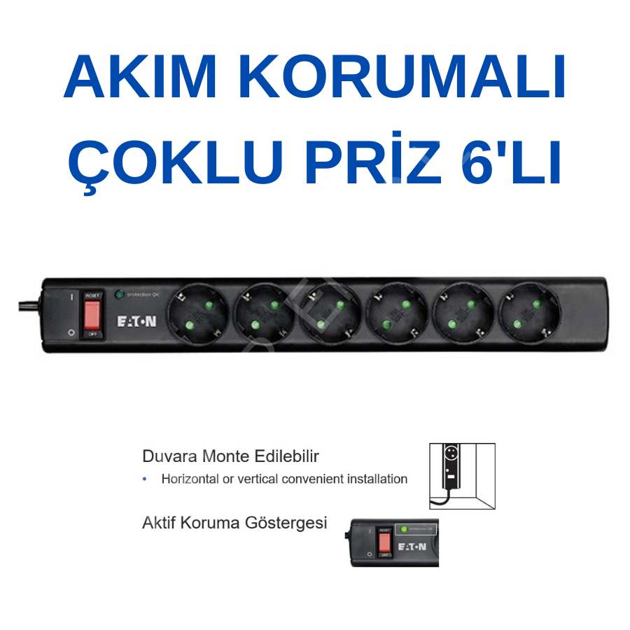 Akım Korumalı Çoklu Priz 6'lı (Eaton Protection Strip 6 DIN) -  EATON