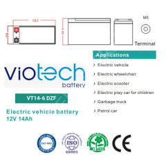12V 14AH JEL AKÜ, VIOTECH MART 2025 ÜRETİM