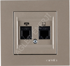 Data CAT-6 ve Numeris Telefon Prizi CAT-3  ARVİA KAREN METALİK TİTANYUM