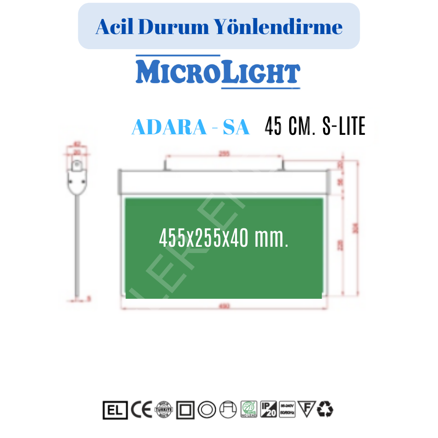 ACİL DURUM YÖNLENDİRME ARMATÜRLERİ (LED) - Piktogram D - Sıvaaltı 455x255x40 mm.