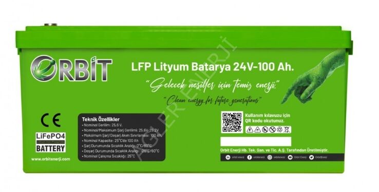 ORBİT 24 V 100 Ah LiFePO4 Akü-Marin Tip-VP