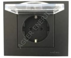 Kapaklı Topraklı Priz - OVIVO - FÜME